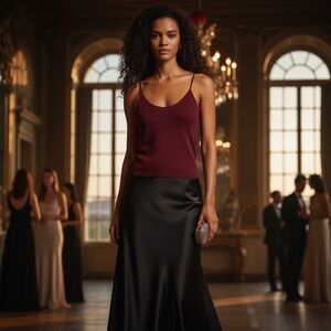 ST JOHN SANTANA KNIT BORDEAUX SHELL TOP SZ M